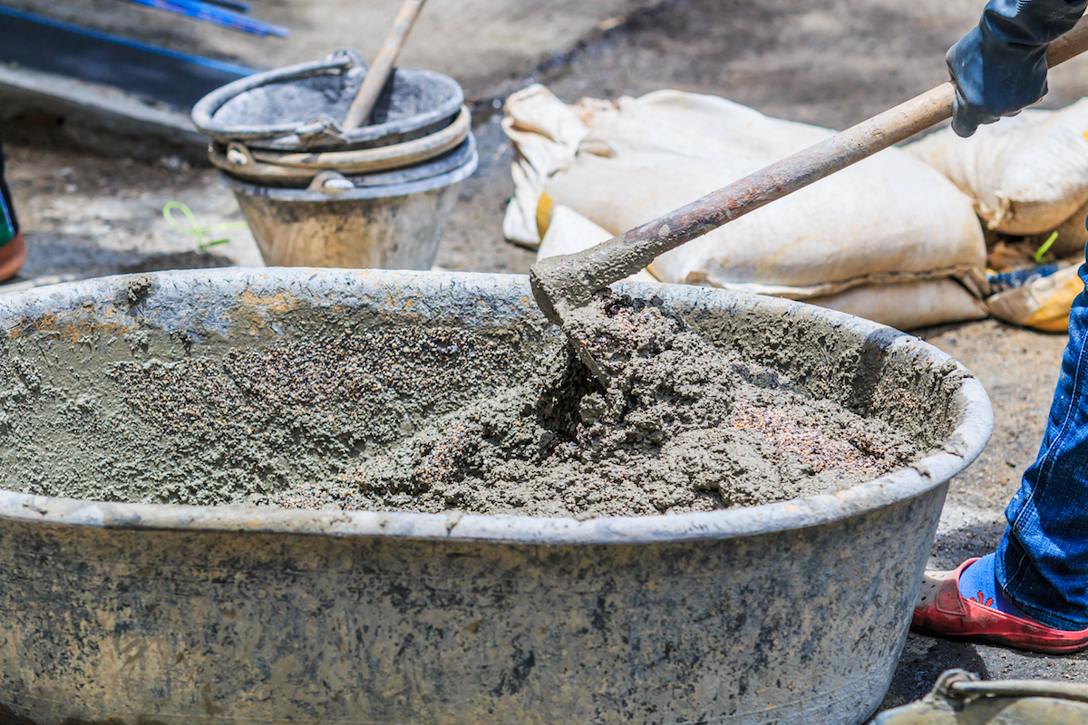 Construction workers cement